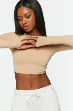 Ladder Cutout Long-Sleeve Crop Top