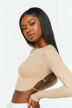 Ladder Cutout Long-Sleeve Crop Top
