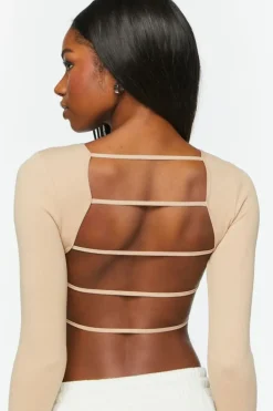 Ladder Cutout Long-Sleeve Crop Top