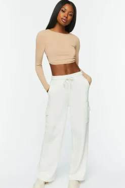 Ladder Cutout Long-Sleeve Crop Top