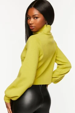 Lantern-Sleeve Turtleneck Top