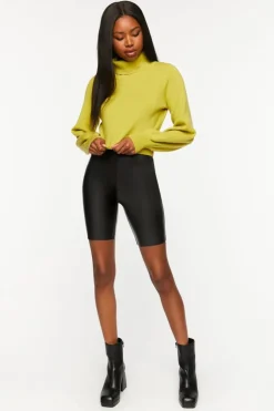 Lantern-Sleeve Turtleneck Top