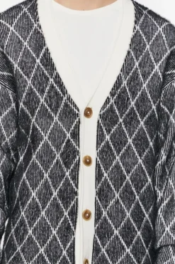 Lattice Grid Cardigan Sweater