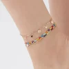 Layered Beaded Charm Anklet Set