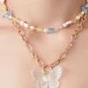 Layered Butterfly Bead Necklace