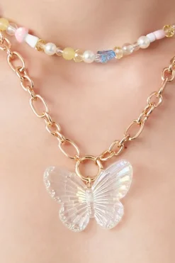 Layered Butterfly Bead Necklace