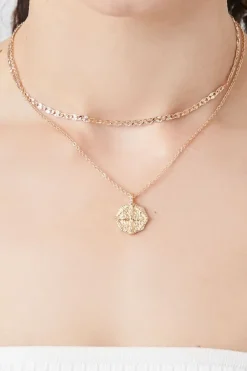 Layered Etched Pendant Necklace