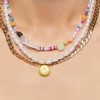 Layered Happy Face Bead Necklace