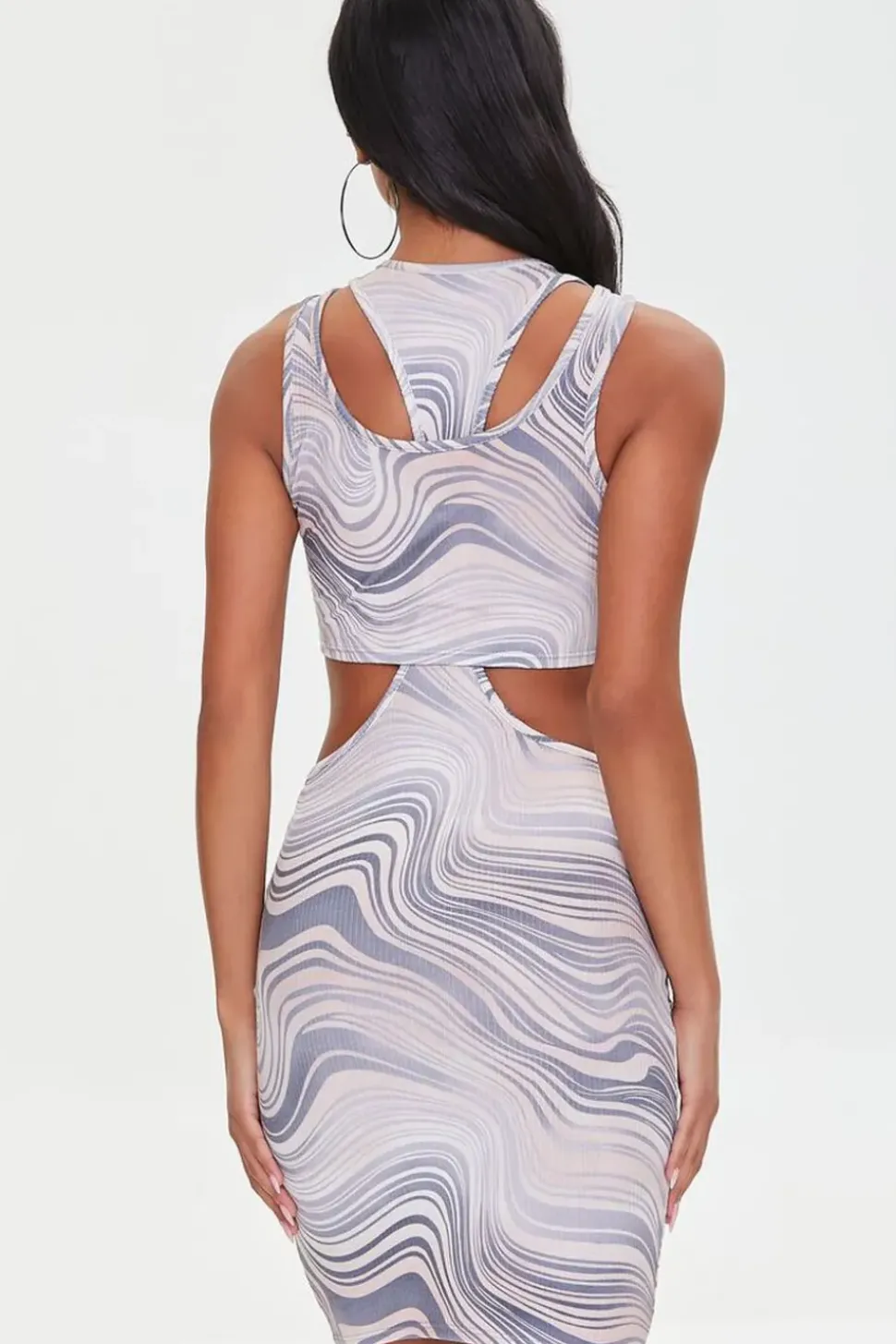 Layered Marble Print Bodycon Dress