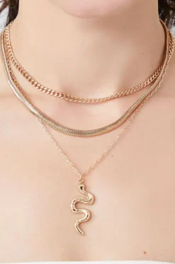 Layered Snake Pendant Necklace