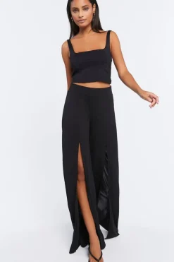 Leg-Slit Palazzo Pants