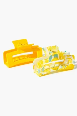 Lemon Print Hair Claw Clip Set