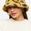 Leopard Print Faux Fur Bucket Hat
