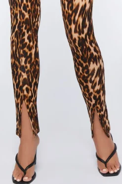 Leopard Print Split-Hem Leggings