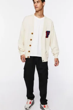 Letter Patch Cardigan Sweater