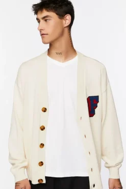 Letter Patch Cardigan Sweater