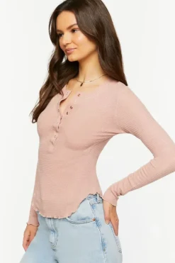 Lettuce-Edge Henley Thermal Tee