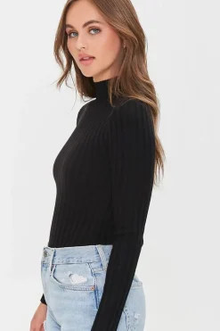 Lettuce-Edge Mock Neck Bodysuit