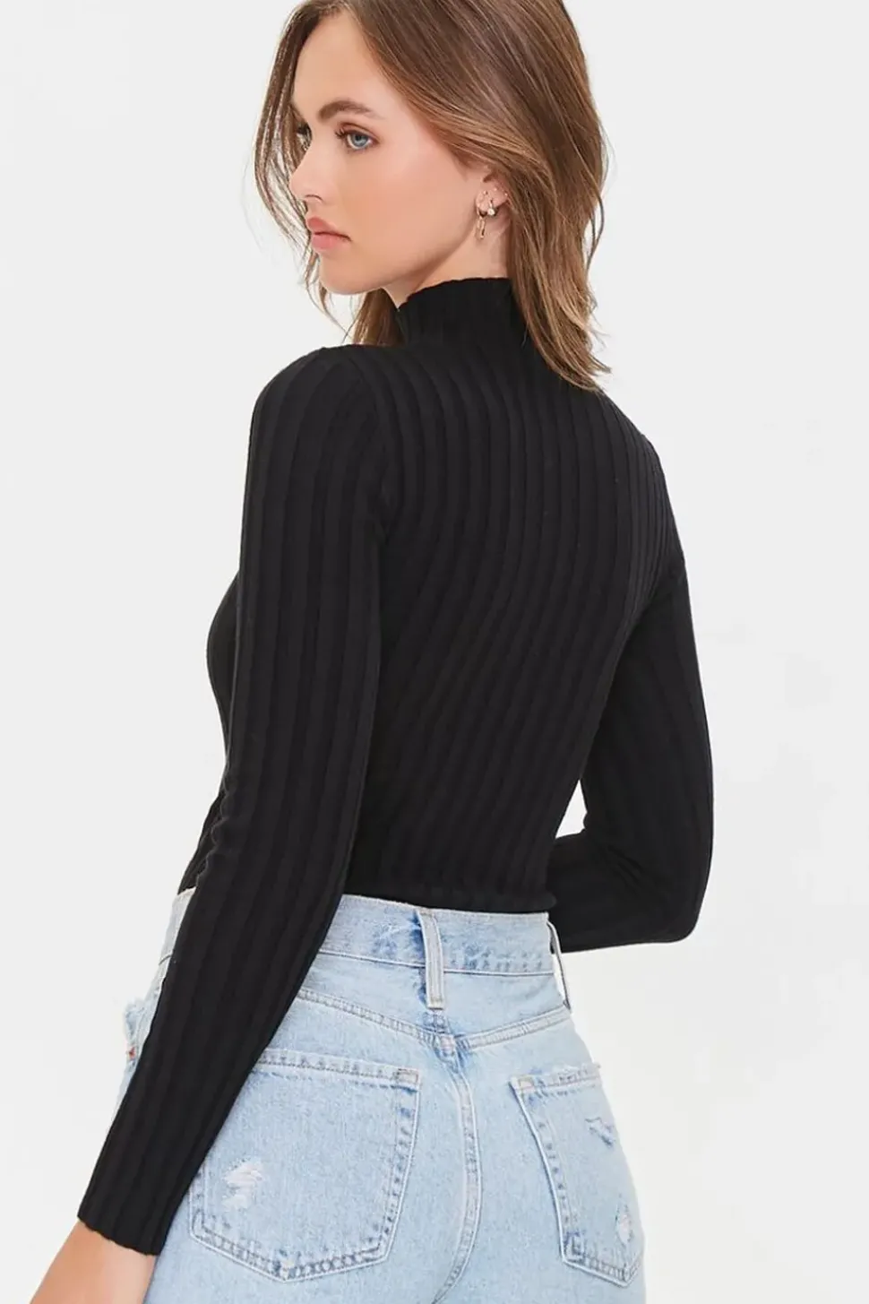 Lettuce-Edge Mock Neck Bodysuit