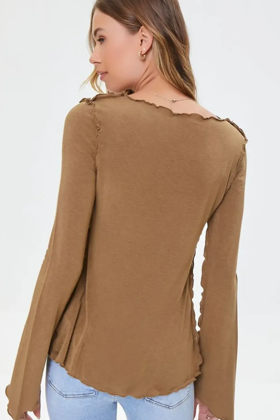 Lettuce-Edge Tie-Front Top