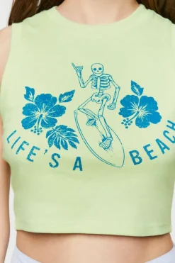 Lifes A Beach Cropped Tank Top