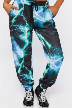 Lightning Print Drawstring Joggers