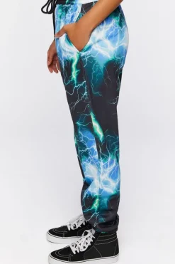 Lightning Print Drawstring Joggers