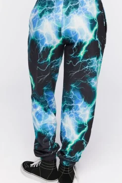 Lightning Print Drawstring Joggers