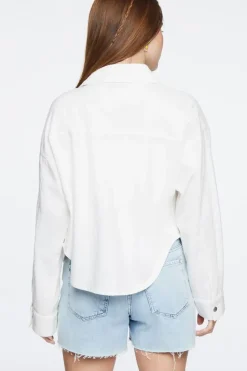 Linen-Blend Buttoned Shacket
