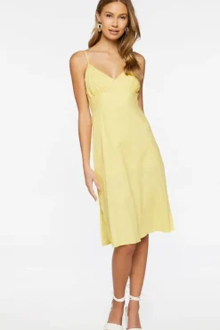 Linen-Blend Cami Midi Dress