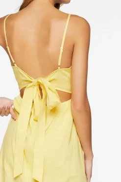 Linen-Blend Cami Midi Dress