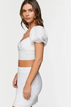 Linen-Blend Crop Top & Mini Skirt Set