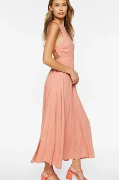 Linen-Blend Maxi Dress