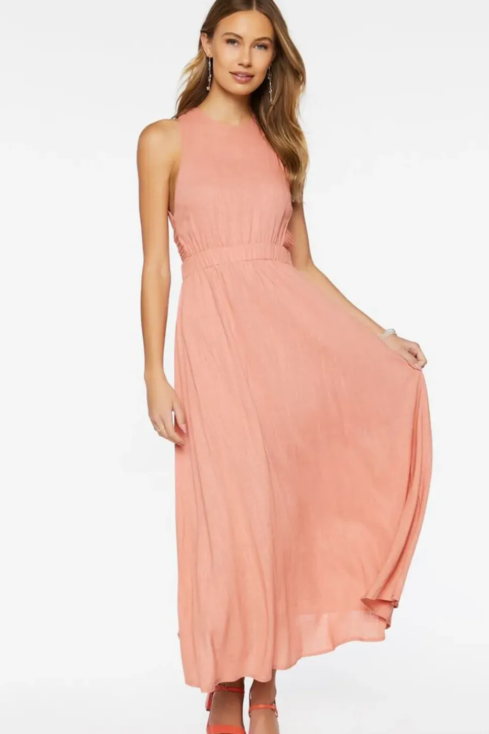 Linen-Blend Maxi Dress