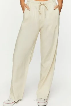 Linen-Blend Mid-Rise Pants