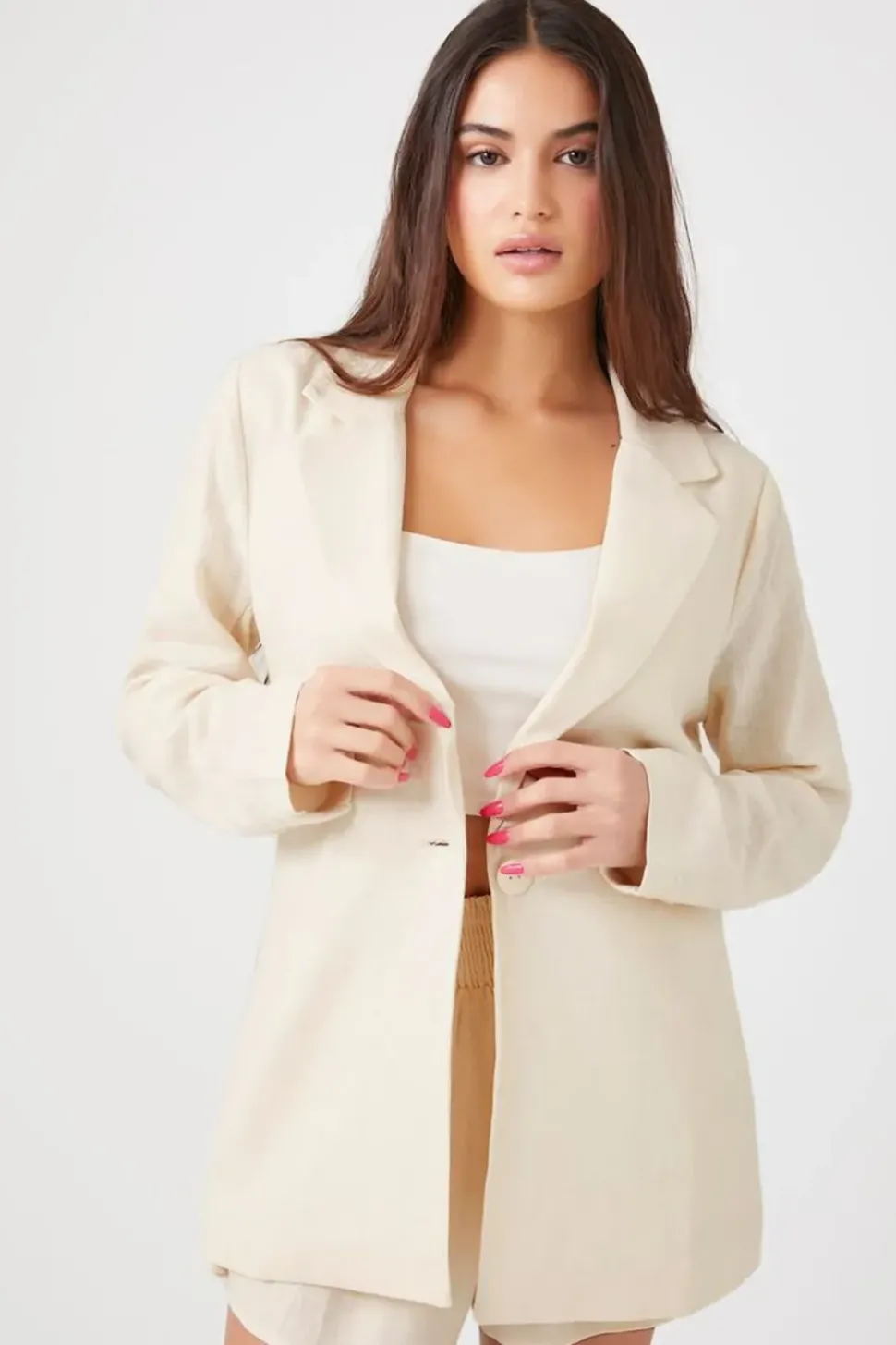 Linen-Blend Notched Blazer