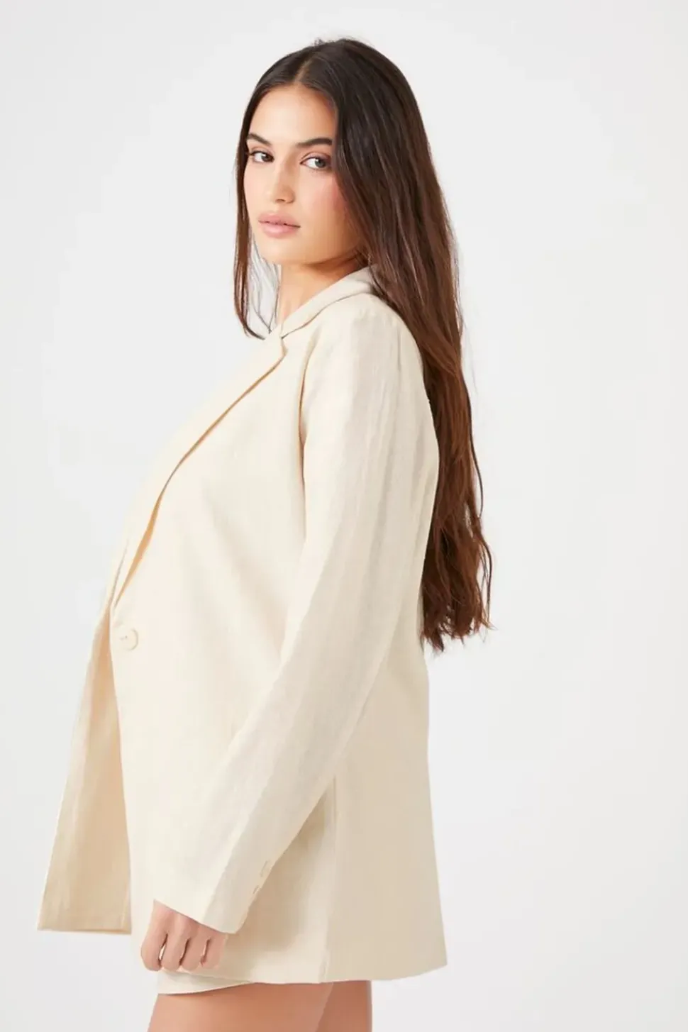 Linen-Blend Notched Blazer