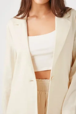 Linen-Blend Notched Blazer