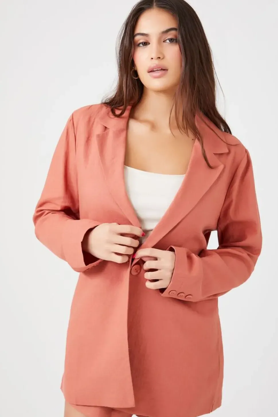 Linen-Blend Notched Blazer