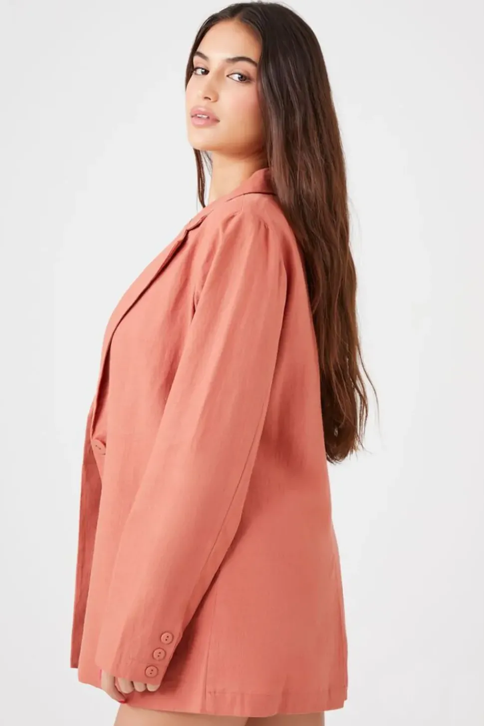 Linen-Blend Notched Blazer