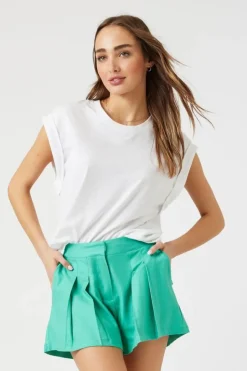 Linen-Blend Pleated Trouser Shorts