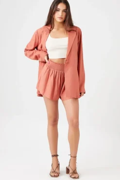Linen-Blend Smocked Shorts