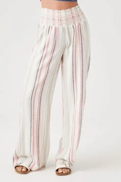 Linen-Blend Striped Pants