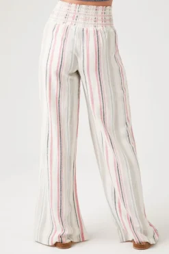 Linen-Blend Striped Pants