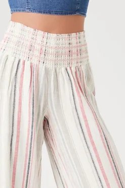 Linen-Blend Striped Pants