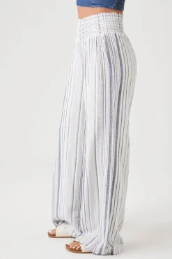 Linen-Blend Striped Pants