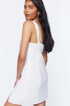 Linen-Blend Tie-Front Mini Dress