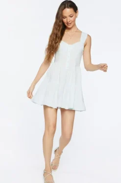 Linen-Blend Tiered Mini Dress