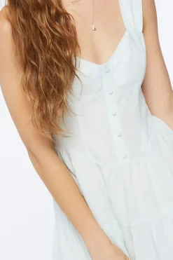 Linen-Blend Tiered Mini Dress