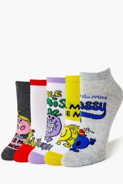 Little Miss Graphic Ankle Socks Set - 5 Pack